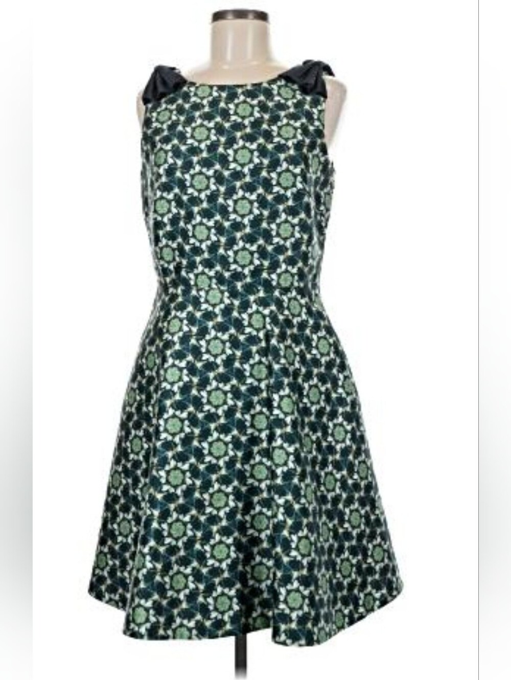 Ted Baker Sleeveless Floral Fit-and-Flare Dress with Shoulder Bows